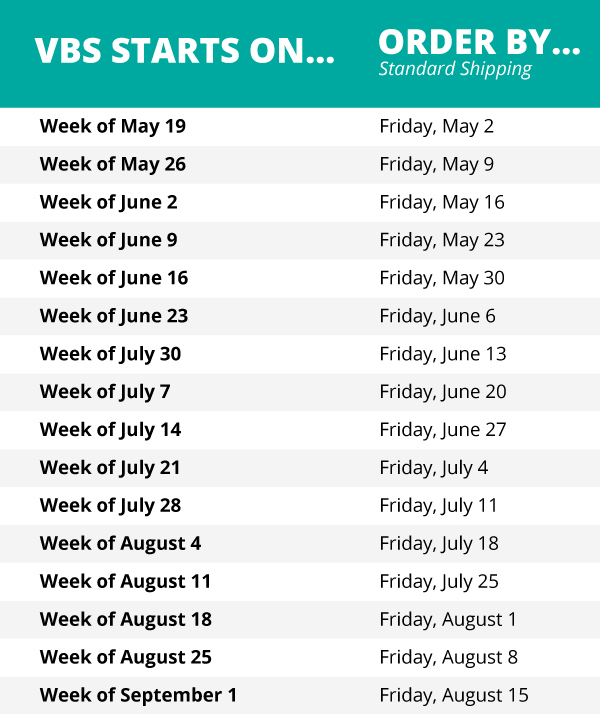 When to order your VBS Custom Tshirts