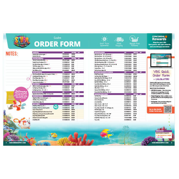 Scuba VBS Printable Order Form