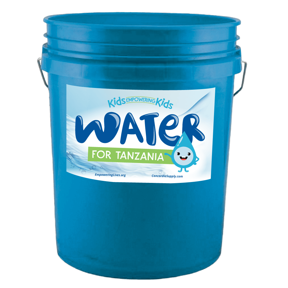 Girl in Tanzania carrying water with map